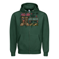 Sports Green home of the free beacause of the brave Zipper Hoodie - CowhideDigitalArt