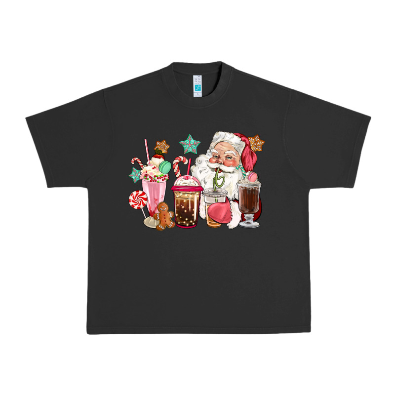 Pink Santa Christmas Santa Coffe Cups Urban Heavy Tee by CowGirlArtShop | Teevron