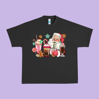 Pink Santa Christmas Santa Coffe Cups Urban Heavy Tee Designed By Cowgirlartshop