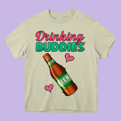 Drinking Buddies Beer Bottle Heavy Core Tee Designed By Jasminsmagicworld