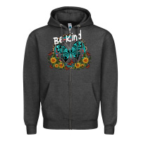 Charcoal Heather be kind Zipper Hoodie - SublimationCraftShop