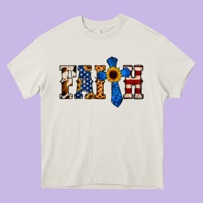 Faith  Th Of July Cross Heavy Core Tee Designed By Jasminsmagicworld