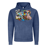 Vintage Denim Autism truck with farm animals Vintage Hoodie - CowGirlArtShop
