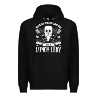 Black lunch lady halloween ghost cafeteria worker all hallows' eve t shirt Premium Hoodie - trangStudio