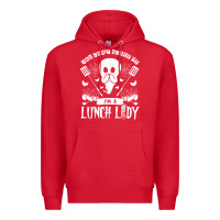 Red lunch lady halloween ghost cafeteria worker all hallows' eve t shirt Premium Hoodie - trangStudio