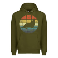 Army Green Seal Lover Gifts Retro Vintage Sea Lion Animal Silhouette Premium Hoodie - trangStudio