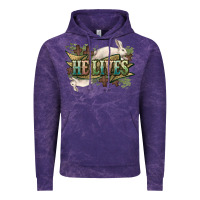 Cloud Purple He lives Easter Day Vintage Hoodie - HowdyJamesFarm