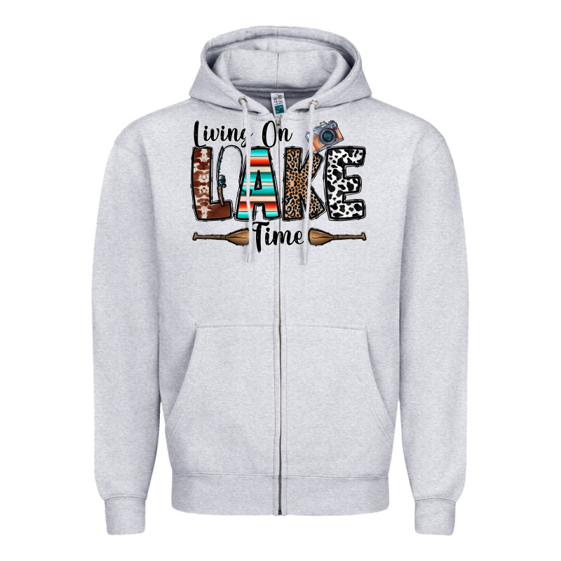 Living On Lake Time Zipper Hoodie by CowhideDigitalArt | Teevron