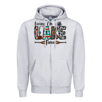 Heather Grey living on lake time Zipper Hoodie - CowhideDigitalArt