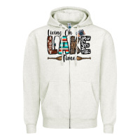 Oatmeal Heather living on lake time Zipper Hoodie - CowhideDigitalArt