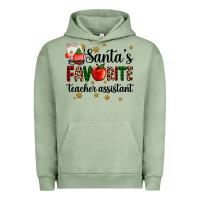 Pigment Oil Green santa's favorite teacher assistant Urban Hoodie - AdoDesignShop