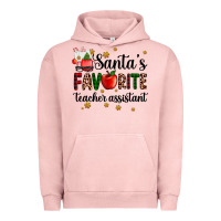 Pigment Salmon santa's favorite teacher assistant Urban Hoodie - AdoDesignShop