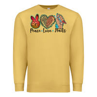 Antique Gold peace love nails Premium Sweatshirt - BarkalooDesign