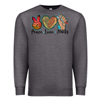 Charcoal Heather peace love nails Premium Sweatshirt - BarkalooDesign