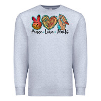 Heather Grey peace love nails Premium Sweatshirt - BarkalooDesign
