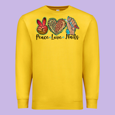 Peace Love Nails Premium Sweatshirt Designed By Barkaloodesign