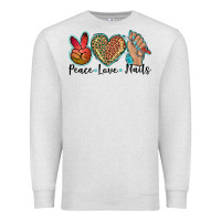 Oatmeal Heather peace love nails Premium Sweatshirt - BarkalooDesign