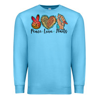 Ocean Blue peace love nails Premium Sweatshirt - BarkalooDesign