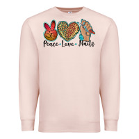 Pale Pink peace love nails Premium Sweatshirt - BarkalooDesign