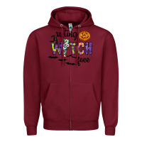 Burgundy Resting Witch Face Zipper Hoodie - CowhideDigitalArt