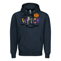 Navy Resting Witch Face Zipper Hoodie - CowhideDigitalArt
