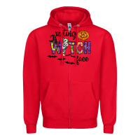 Red Resting Witch Face Zipper Hoodie - CowhideDigitalArt