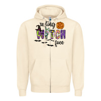 Sandshell Resting Witch Face Zipper Hoodie - CowhideDigitalArt