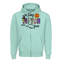 Seafoam Resting Witch Face Zipper Hoodie - CowhideDigitalArt