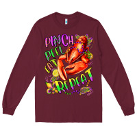 Burgundy pinch peel eat repeat mardi gras olivia Long Sleeve Tee - OliviaCreatesArt