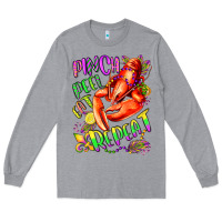 Heather Grey pinch peel eat repeat mardi gras olivia Long Sleeve Tee - OliviaCreatesArt