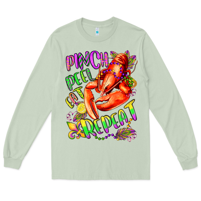 Pinch Peel Eat Repeat Mardi Gras Olivia Long Sleeve Tee by OliviaCreatesArt | Teevron