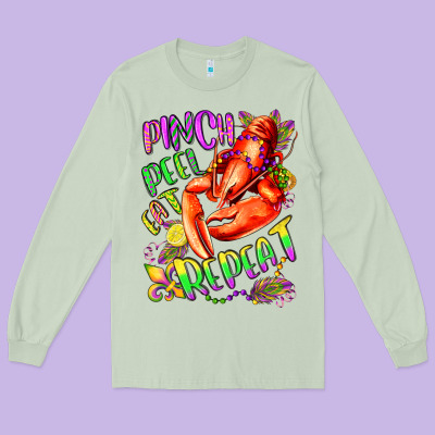 Pinch Peel Eat Repeat Mardi Gras Olivia Long Sleeve Tee Designed By Oliviacreatesart