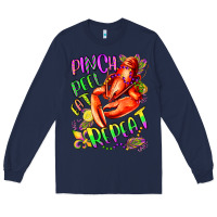Navy pinch peel eat repeat mardi gras olivia Long Sleeve Tee - OliviaCreatesArt