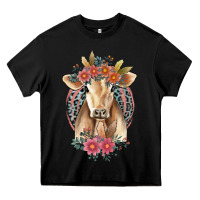 Black flower cow Heavy Core Tee - Jasminsmagicworld
