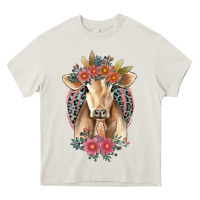 Cream flower cow Heavy Core Tee - Jasminsmagicworld