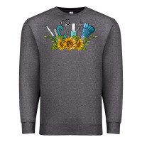 Charcoal Heather nail tools with sunflower Premium Sweatshirt - BarkalooDesign