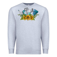 Heather Grey nail tools with sunflower Premium Sweatshirt - BarkalooDesign