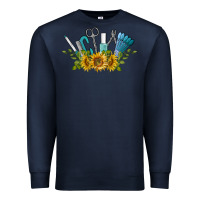 Navy nail tools with sunflower Premium Sweatshirt - BarkalooDesign