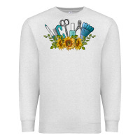 Oatmeal Heather nail tools with sunflower Premium Sweatshirt - BarkalooDesign
