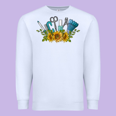 Nail Tools With Sunflower Premium Sweatshirt Designed By Barkaloodesign