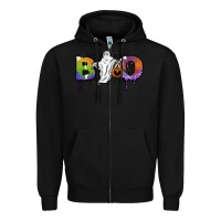 Black Boo Zipper Hoodie - SublimationCraftShop