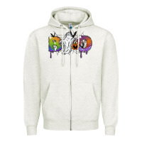 Oatmeal Heather Boo Zipper Hoodie - SublimationCraftShop