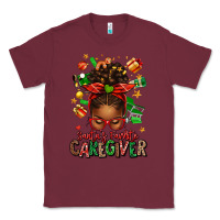 Burgundy santas favorite caregiver afro messy bun Classic Tee - texasbilliewilder