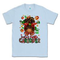 Dusty Blue santas favorite caregiver afro messy bun Classic Tee - texasbilliewilder
