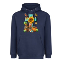 Navy western thankful cross pumpkin Heavyweight Hoodie - BarkalooDesign