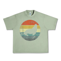 Oil Green Seal Lover Gifts Retro Vintage Sea Lion Animal Silhouette Urban Heavy Tee - trangStudio