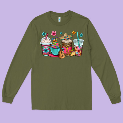 Mexico Fiesta Coffee Cups Long Sleeve Tee Designed By Oliviacreatesart