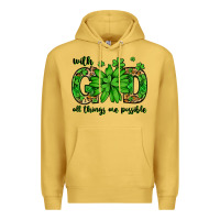Antique Gold With god all things are possible St. Patrick's Day Premium Hoodie - LillyAllenDesigns