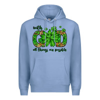 Colony Blue With god all things are possible St. Patrick's Day Premium Hoodie - LillyAllenDesigns