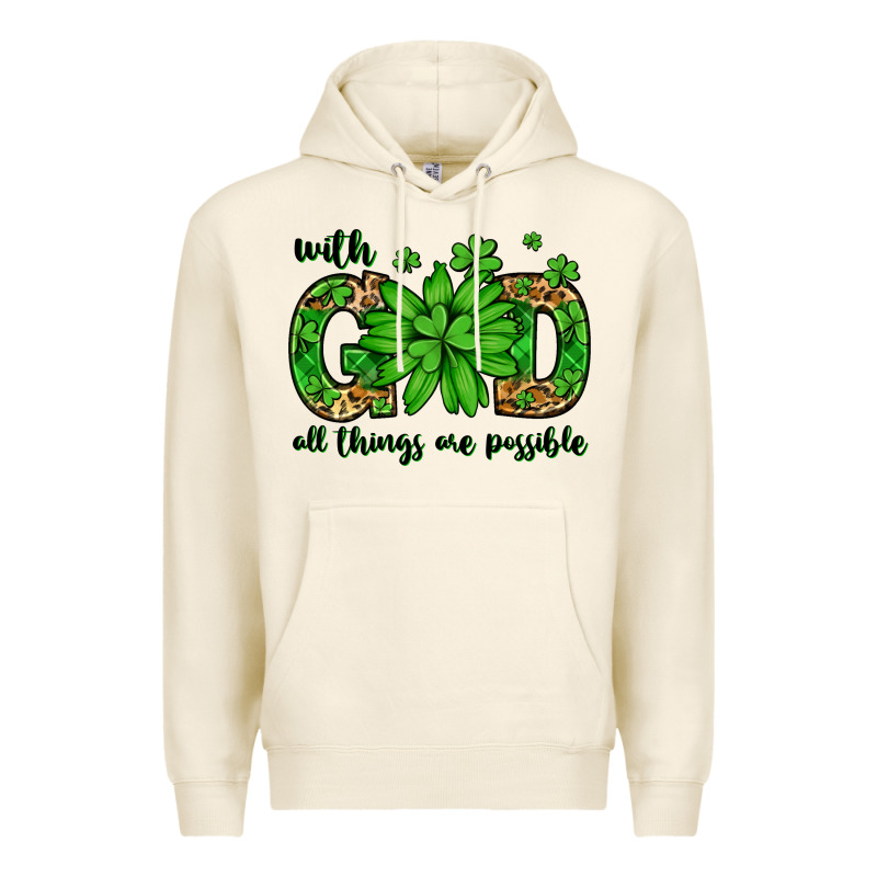 With God All Things Are Possible St. Patrick's Day Premium Hoodie by LillyAllenDesigns | Teevron